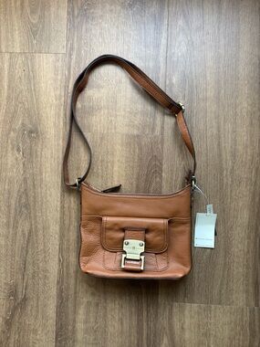 Etienne Aigner Cognac Leather Shoulder Crossbody